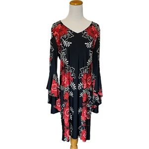 MSK Floral Flounce Sleeve Dress - Size L